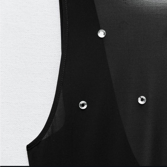 BNWOT Zara women’s ORGANZA Jumpsuit with rhinestones size M - Picture 3 of 6